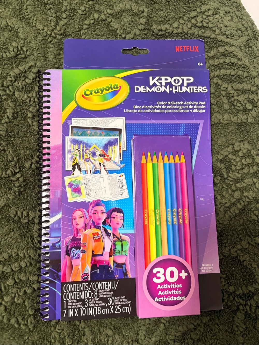 Crayola K-Pop Demon Hunters Activity Pad with Bright Colored Pencils - Purple
